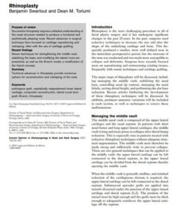 Swartout BG, Toriumi DM. Rhinoplasty. Current Opinion in Otolaryngology